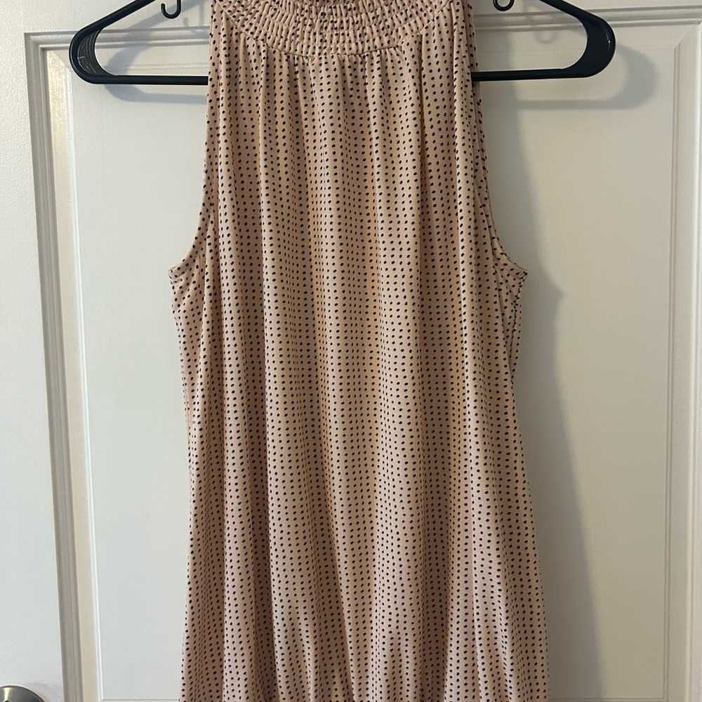 Adrianna Papell Pale Pink and Black Polka Dot Tank Top